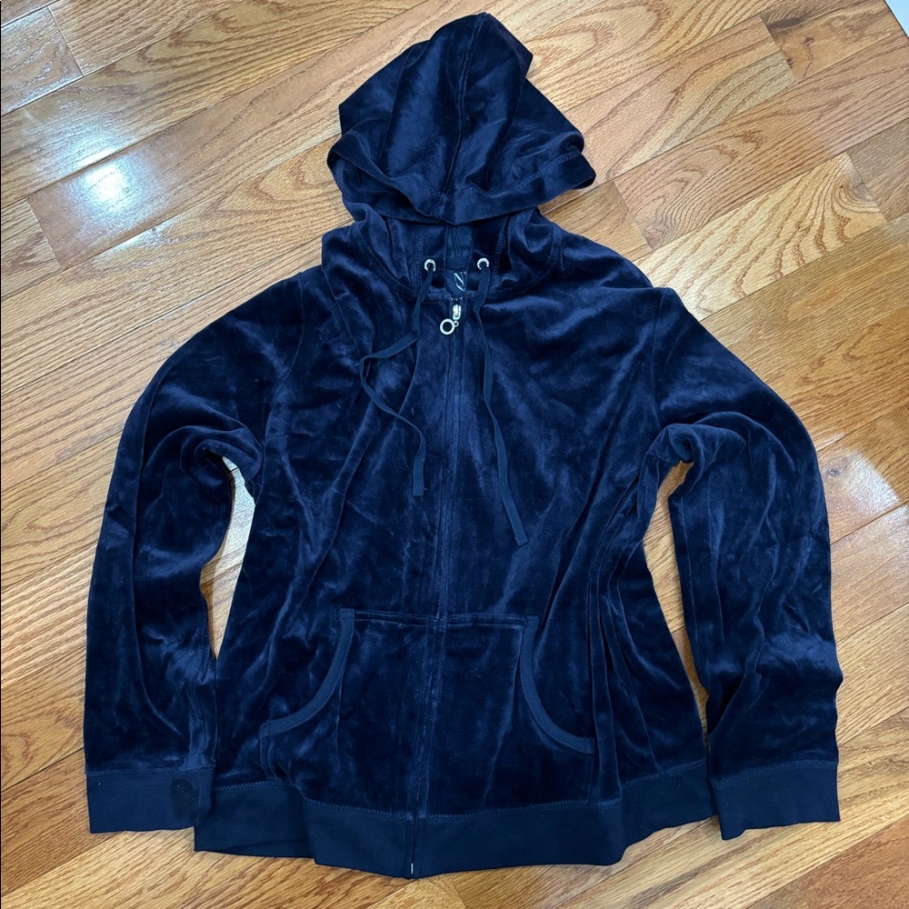 Vintage Y2K Blue Velour Zip Up Hoodie